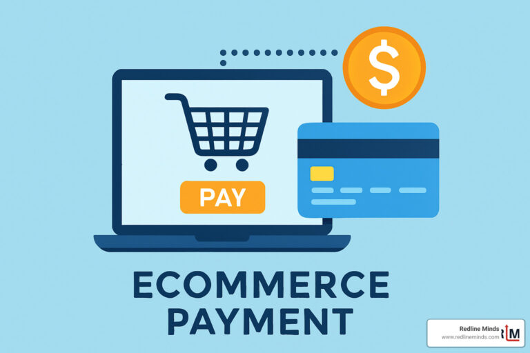 Detailed diagram showing the 5-step flow of an ecommerce transaction from customer to merchant - ecommerce payment