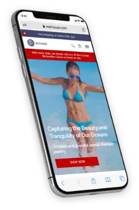 Reefcause Shopify Website shown on mobile