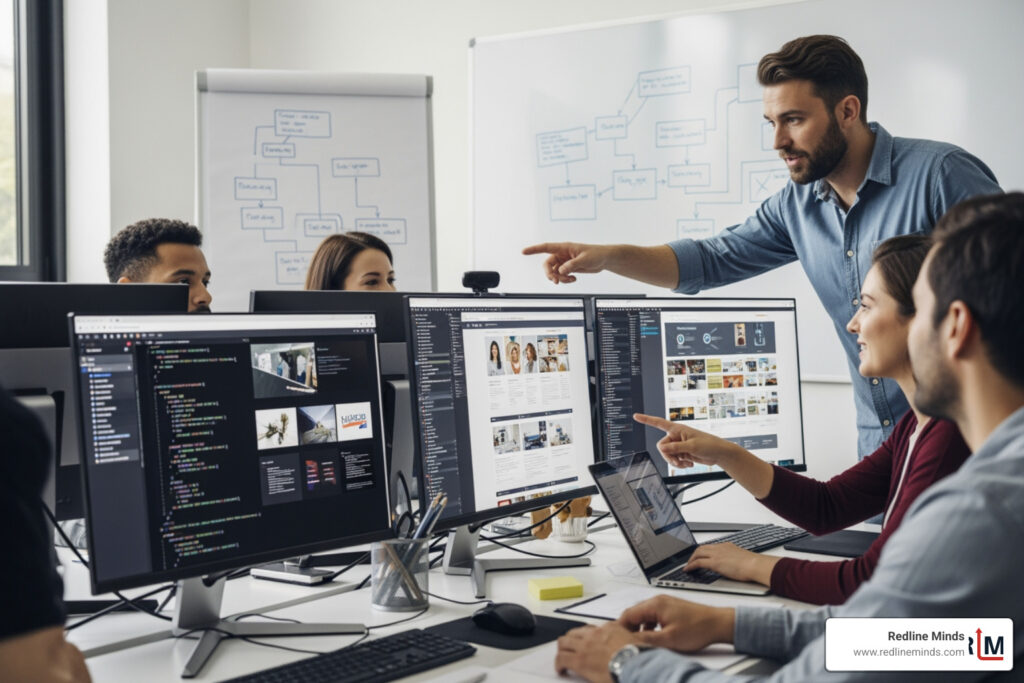 Strategic roadmap showing business objectives leading to digital growth - web design and development company