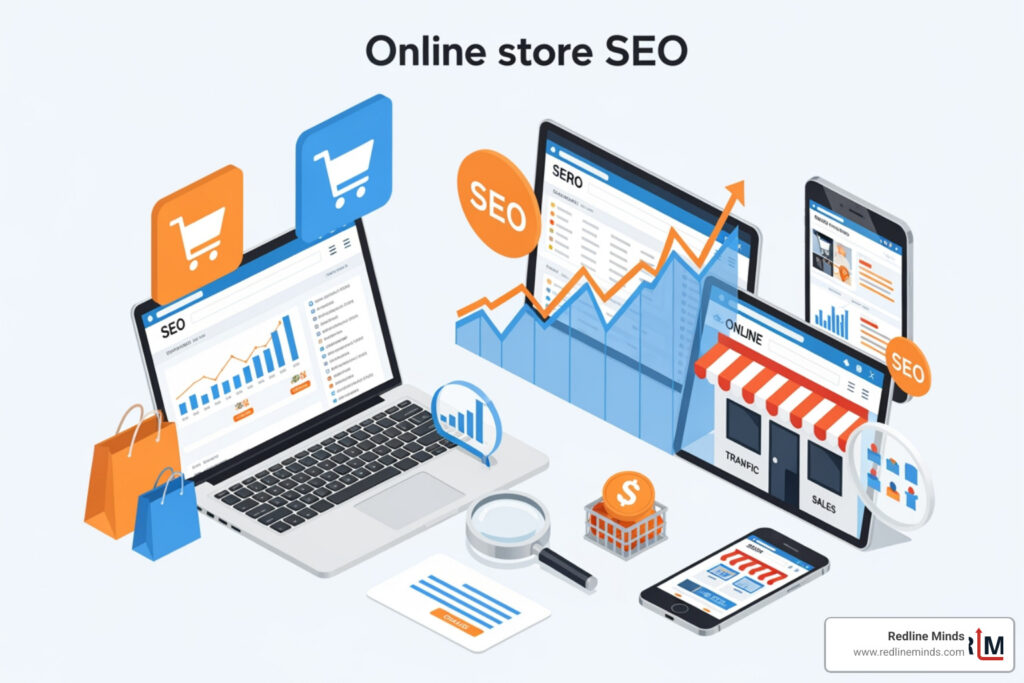 Optimized product page showing clear title tag unique description and review stars - online store seo