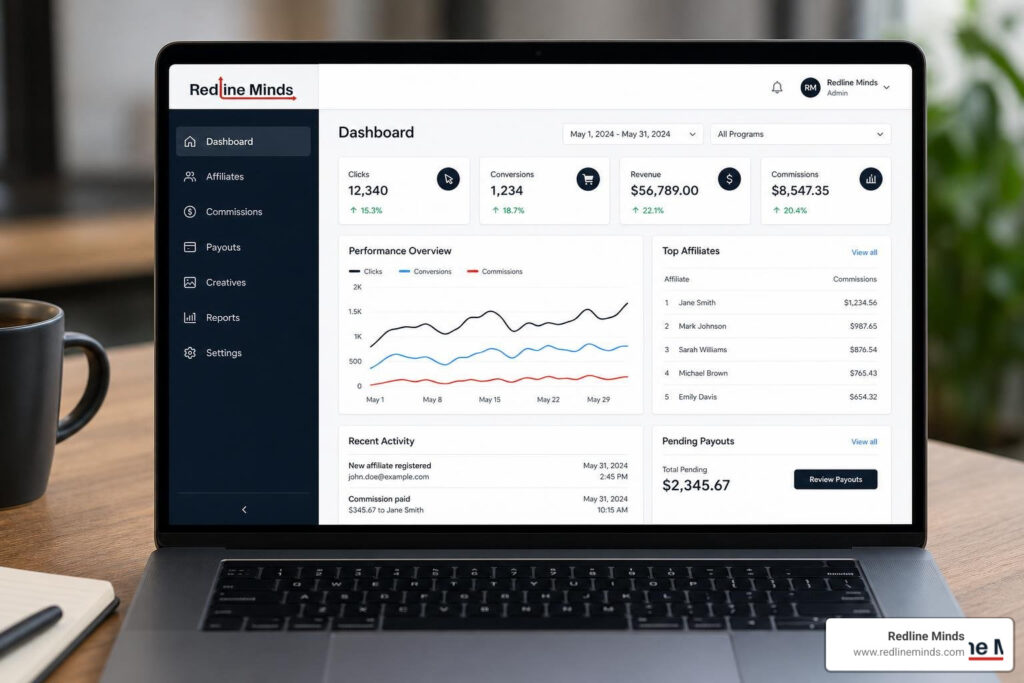 White-label affiliate portal interface showing custom branding options